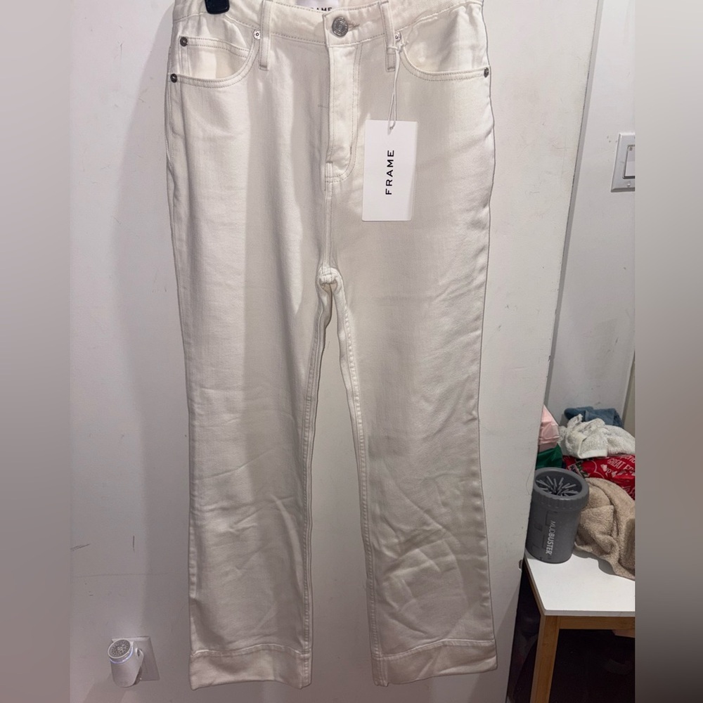 NWT Frame Denim White Flare Jeans Slim Stacked